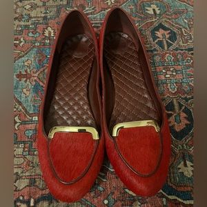 Tory Burch Red cowhide leather flats